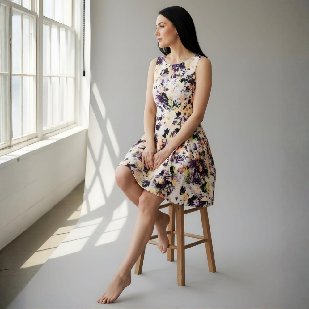 Maeve by Anthropologie ✦ Lemon Garden Cottagecore Mini Dress ✦ White Floral Pock